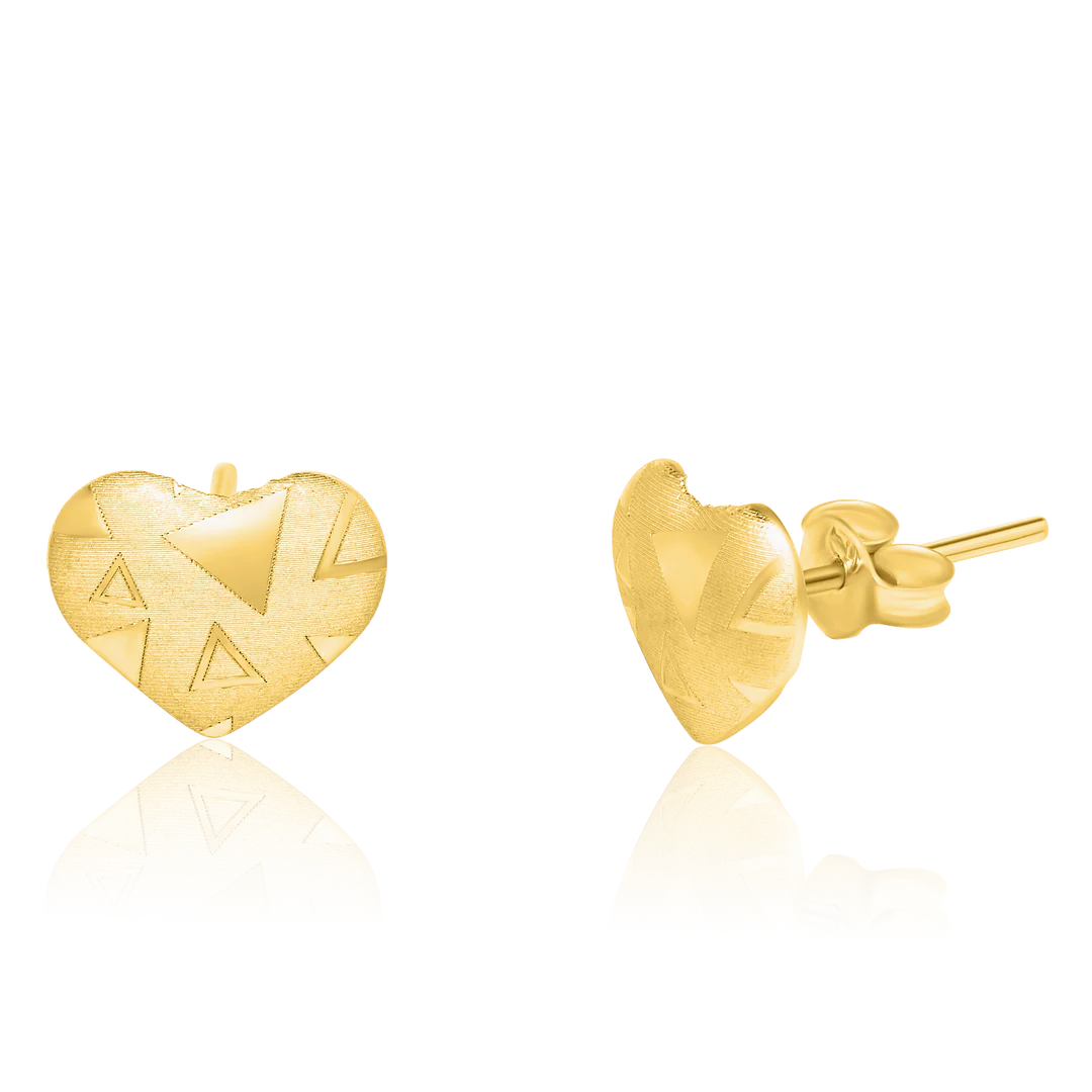 Real Gold Heart Stud Earrings (18K)