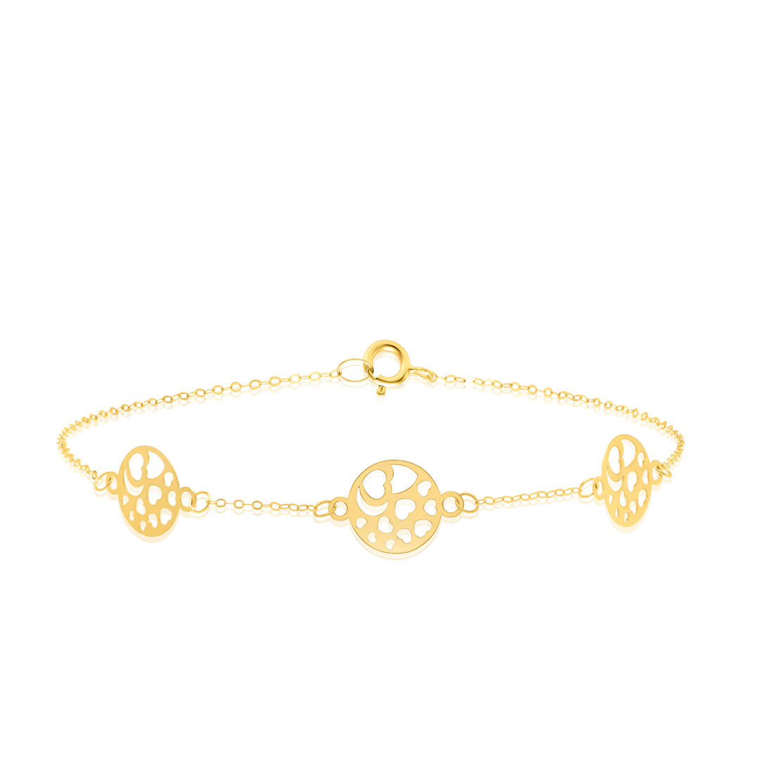 Pure Gold Fine Round Heart Bracelet (18K)