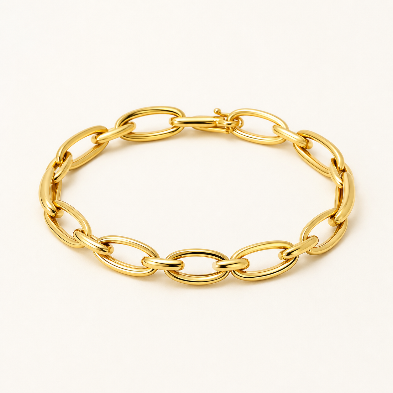 21K yellow-gold crescent link bracelet with clear accents