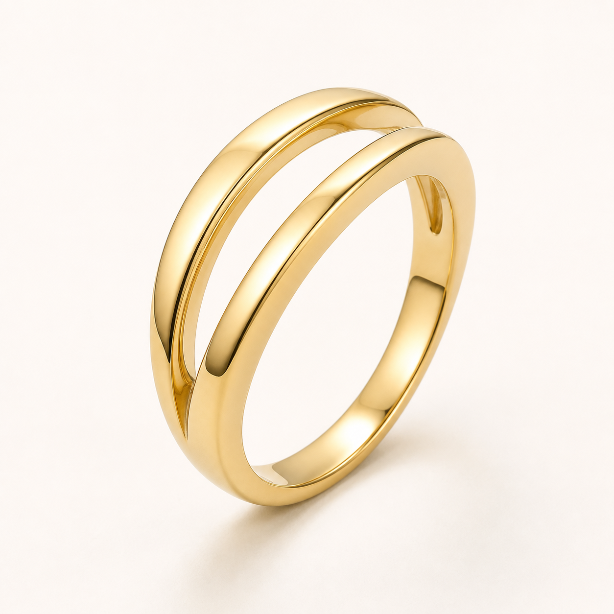 Contemporary 18K yellow-gold twin arc ring
